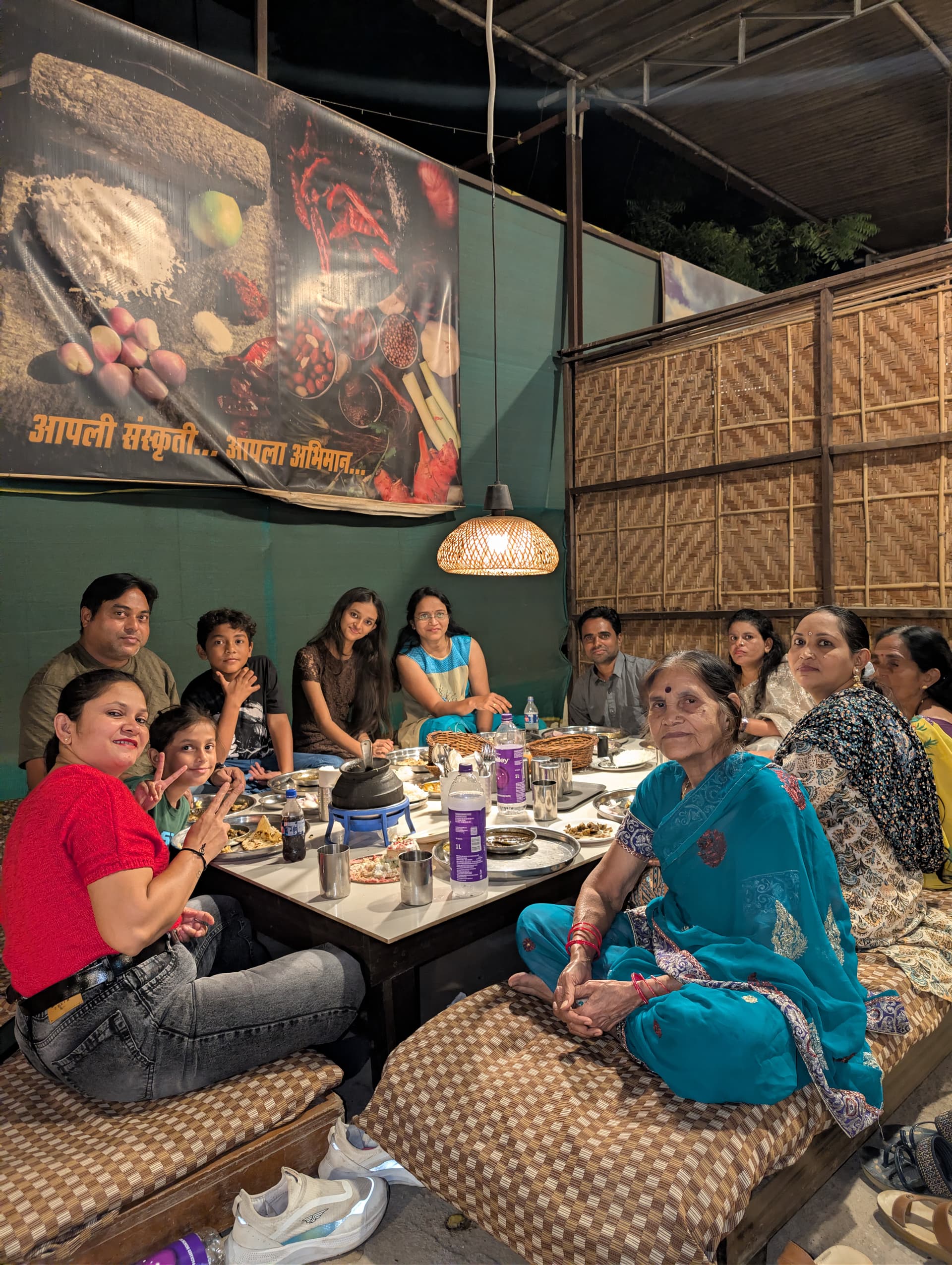 A family sharing a meal together at Hotel Chul, Aurangabad